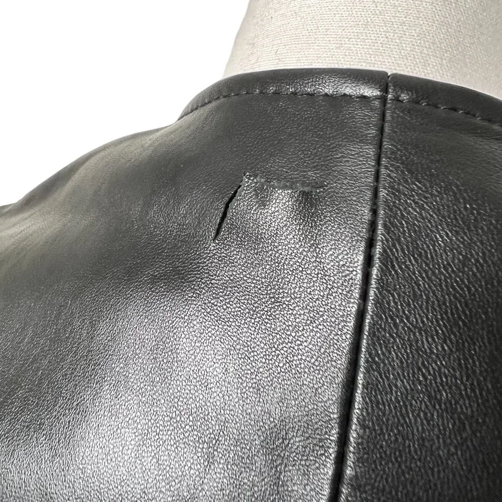 Maje Rosetola Long Sleeve Leather Wrap Dress Black Size 1 - Picture 13 of 17